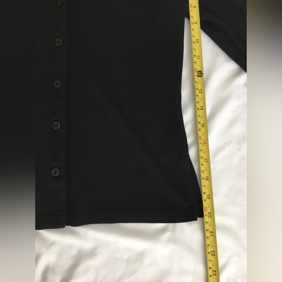 90’s EUC Express tricot rich black vneck collared 3/4 sleeve button down - Picture 5 of 9